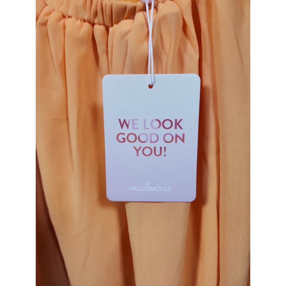 Hello Molly Sunset Tease Chiffon Halter Mini Dress Orange Women's Size XL / 10 - Picture 5 of 8